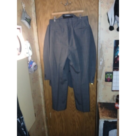 Haggar Imperial 2 Piece Suit Mens 42L 34X34 Two Button Gray USA Made Wool Blend - Picture 3 of 16